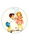 Boy And A Girl Printed Fridge Magnet Round Multicolour