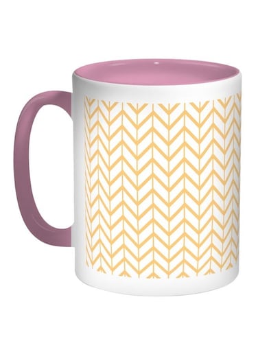 Motifs Printed Coffee Mug Pink/Yellow/White 11ounce