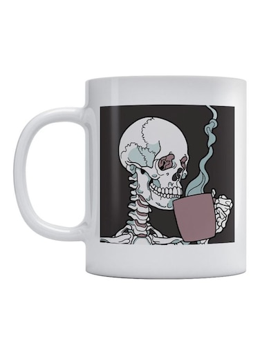 Skeleton Printed Coffee Mug White/Black/Brown 350ml