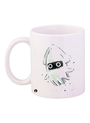 Cartoon Printed Ceramic Coffee Mug White/Black 11ounce