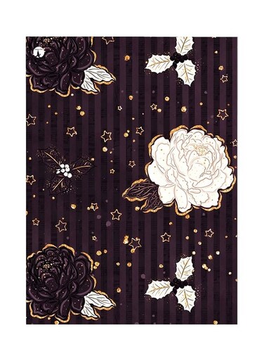 Flower Themed Metallic Plate Brown/White/Gold 20x15cm