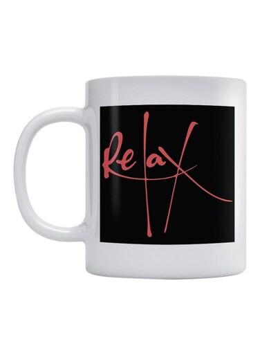 Relax Printed Coffee Mug White/Black/Pink