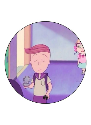 Anime Chibi Maruko Chan Theme Printed Fridge Magnet Purple/k/Beige
