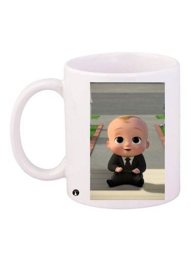 Cartoon Printed Coffee Mug White/Beige/Black 11ounce