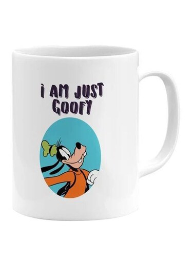 Retro Cartoon Goofy Printed Coffee Mug White/Blue/Yellow