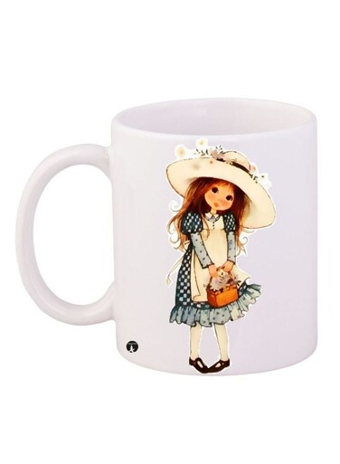 Cartoon Printed Coffee Mug White/Beige/Brown 11ounce
