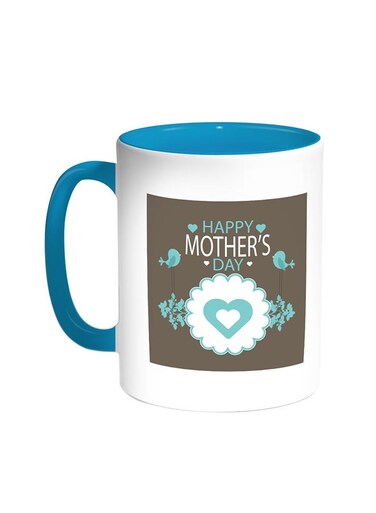 Happy Mother's Day Printed Coffee Mug Turquoise/White 11ounce