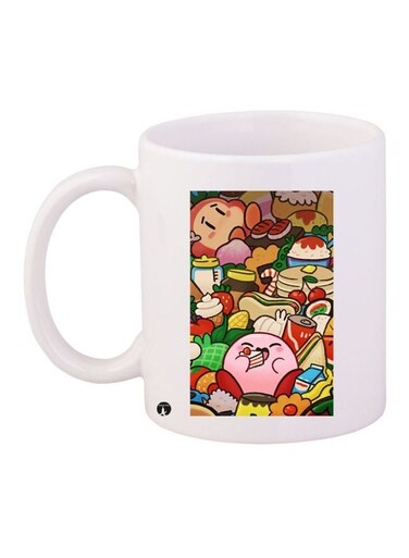 Printed Coffee Mug White/Pink/Green 11ounce