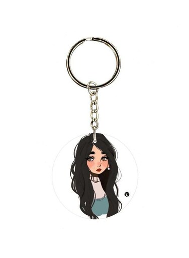 Cartoon Girl Printed Keychain