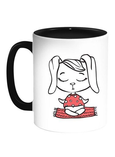 Cartoon Drawings - Rabbits Printed Coffee Mug White Black 11 ounce