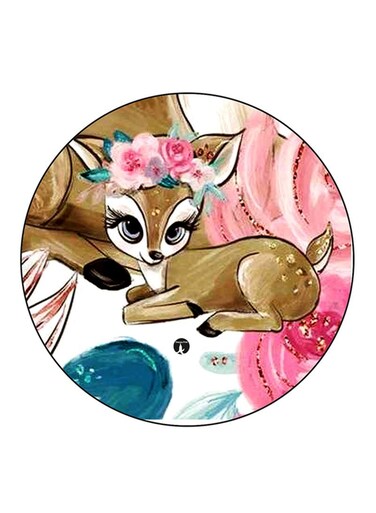 Deer Printed Fridge Magnet Round Multicolour