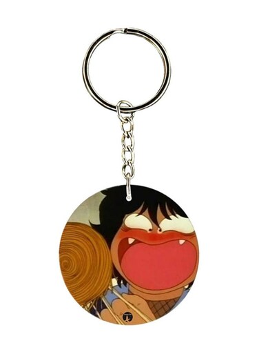 Double Sided Anime Kabamaru Printed Keychain Brown/Black/Silver