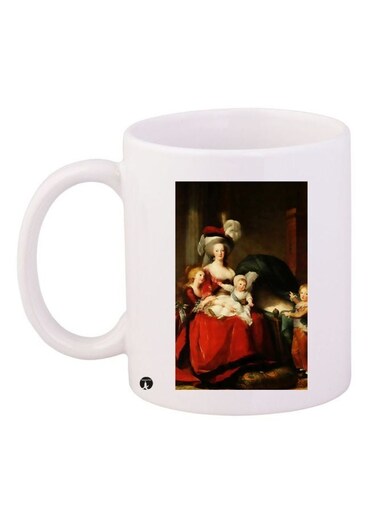 Cartoon Printed Coffee Mug White/Red/Beige 11ounce