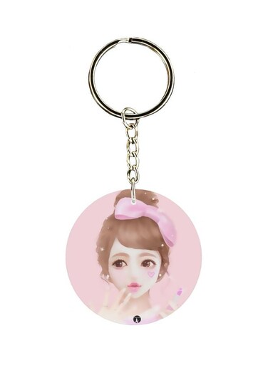Single Sided Animie Girl Printed Keychain