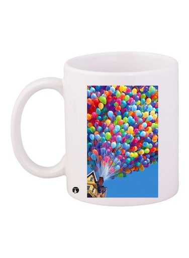 Cartoon Printed Coffee Mug White/Blue/Yellow 11ounce