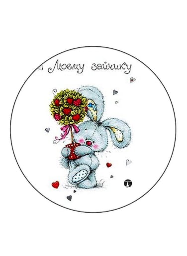 Rabbit Printed Fridge Magnet Round Multicolour