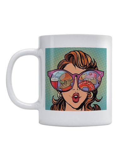 Woman Printed Mug White/Brown/Pink 350ml