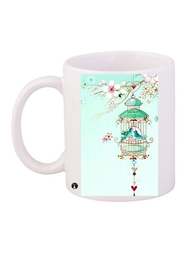 Floral Printed Coffee Mug White/Green/Pink