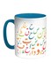 Arabic Letters Printed Coffee Mug Blue/White/Orange 11ounce