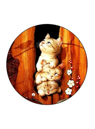 Small Kitten Printed Fridge Magnet Multicolour 5.5 x 5.5cm