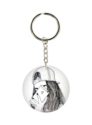 Cartoon Girl Printed Keychain