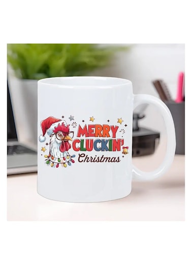 pc Merry Cluckin' Christmas Ceramic Coffee Mug - Festive Rooster Design, Insulated, Reusable, Hand-Wash Only - Ideal Gift for Coffee Enthusiasts, Men &amp; Women
