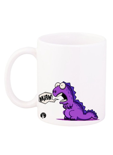 A Dinosaur Designer Mug White/Purple/Black 12ounce