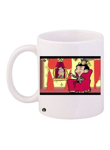 Mr. Bean Printed Coffee Mug White/Red/Yellow 11ounce