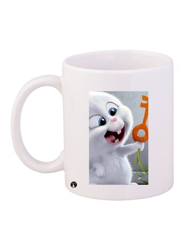 Cartoon Printed Coffee Mug White/Orange/Grey 11ounce