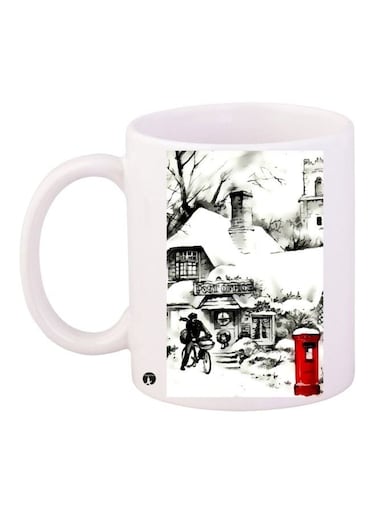 Post Office Printed Coffee Mug White/Black/Red 11ounce