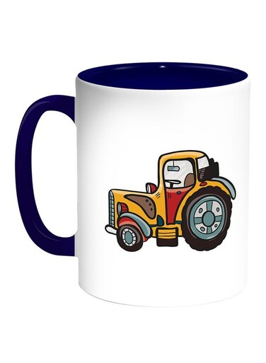 Car Agricultural Printed Coffee Mug White Blue 11 ounce