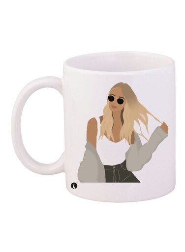 Fashion Girl Printed Coffee Mug White/Black/Brown