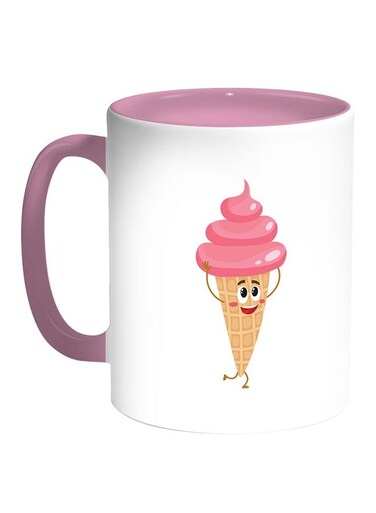 Ice Cream Printed Coffee Mug White/Pink 11ounce
