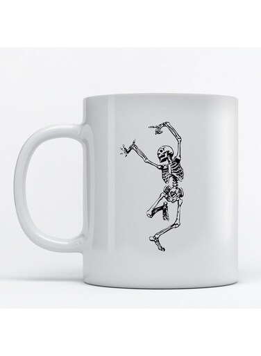Skeleton White Background Printed Mug White/Black 9.2x7.7cm