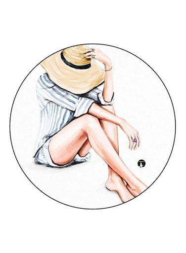 Cartoon Printed Fridge Magnet White/Blue/Beige 5.5cm