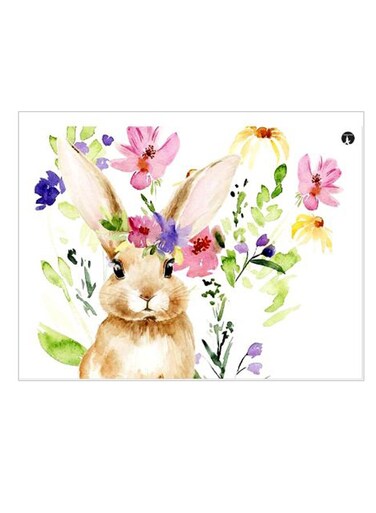 Bunny Printed Decorative Plate Brown/Green/Pink 20x15cm