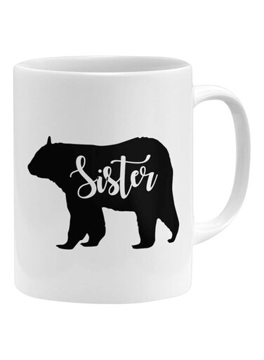 Sister Bear Silhouette Mug White/Black