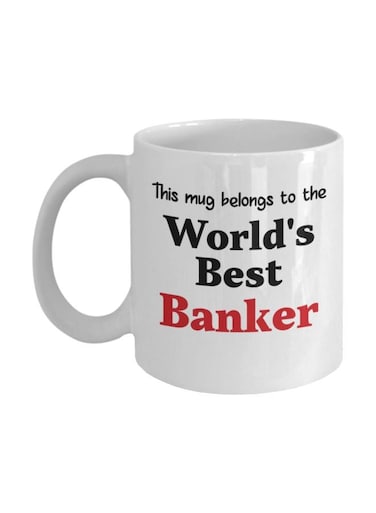 World's Best Banker Printed Coffee Mug White/Black/Red