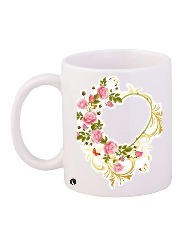 Printed Coffee Mug White/Pink/Green 11ounce