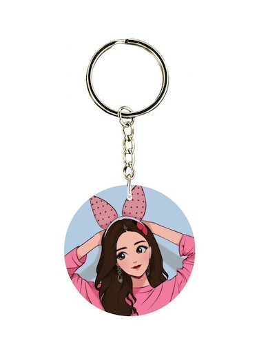 Girl Printed Double Sided Keychain