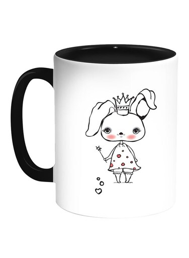 Cartoon Drawings - Rabbits Printed Coffee Mug White/Black 11ounce