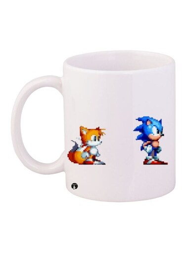 Sonic Printed Coffee Mug White/Brown/Blue 11ounce