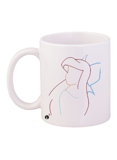Cartoon Printed Coffee Mug White/Brown 11ounce