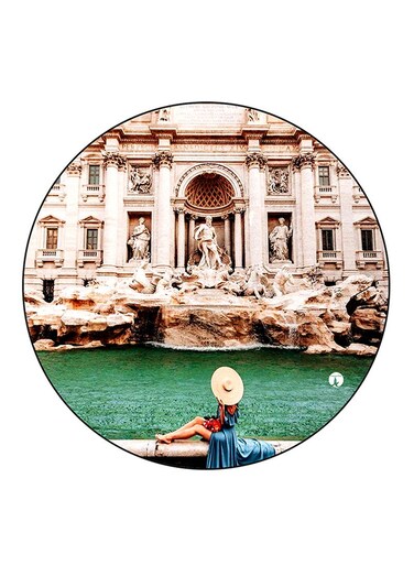 Woman Printed Fridge Magnet Round Multicolour