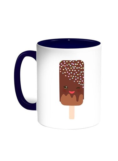 Cartoon Graphics - Ice Cream Printed Coffee Mug Blue/White 11ounce