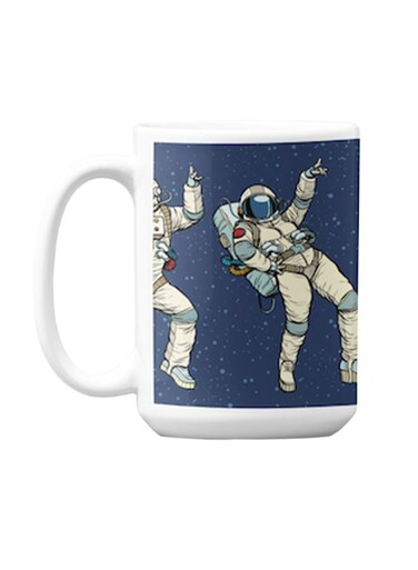 Premium Printed Ceramic Coffee Mug White/Blue 350ml