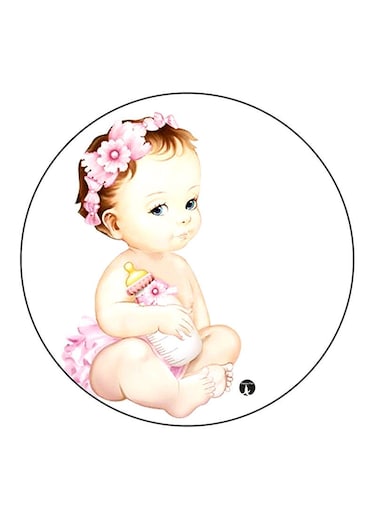 Girl Printed Fridge Magnet Round Multicolour