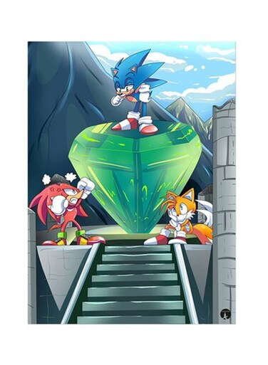 Sonic Themed Metal Plate Poster Multicolour 15x20cm