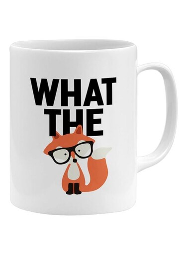 What The Fox Nerdy Friend Printed Mug White/Black/Orange