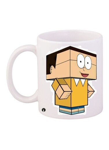 Cartoon Printed Coffee Mug White/Beige/Yellow 11ounce